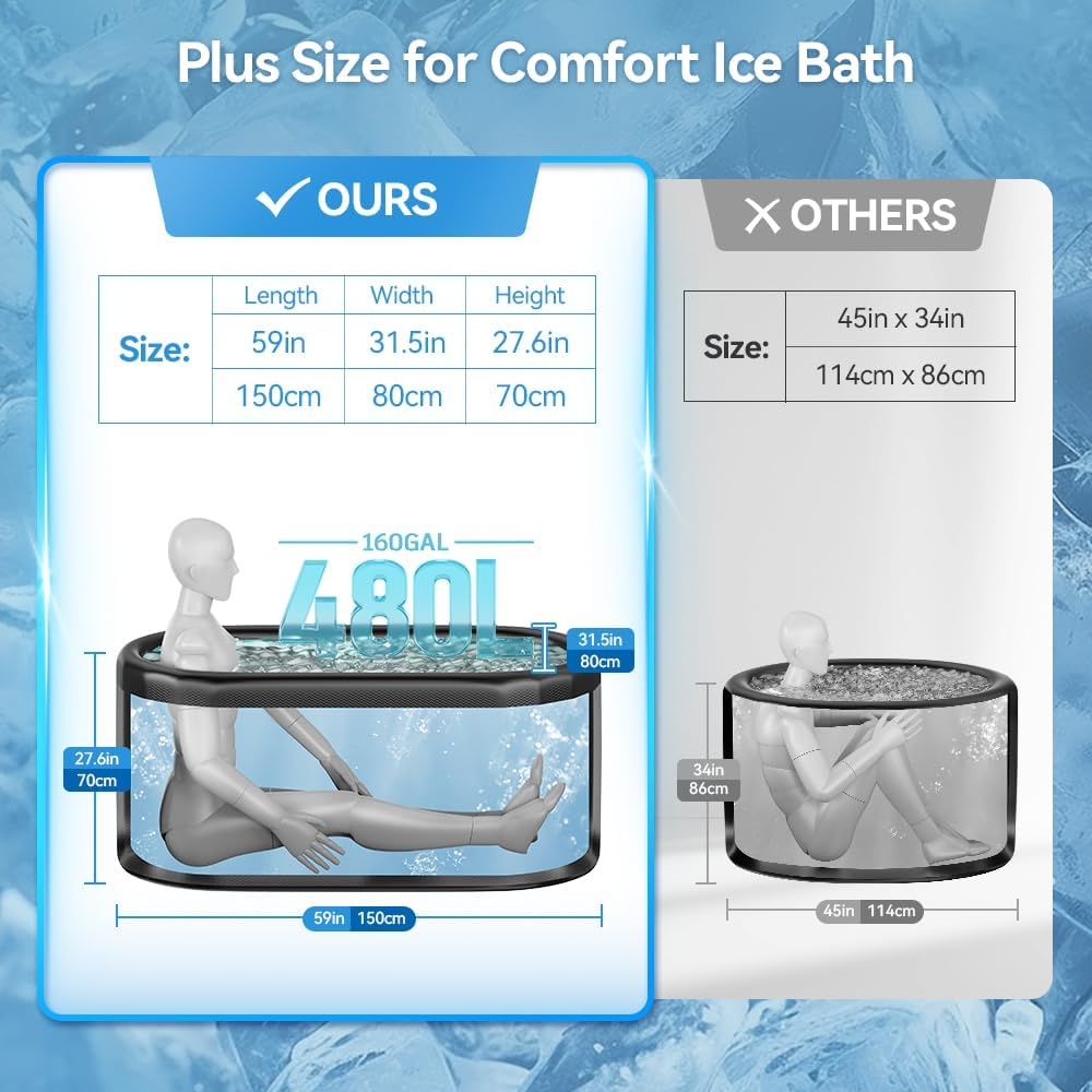 Upgrade XL Ice Bath Tub – Portable Cold Plunge for Athletes