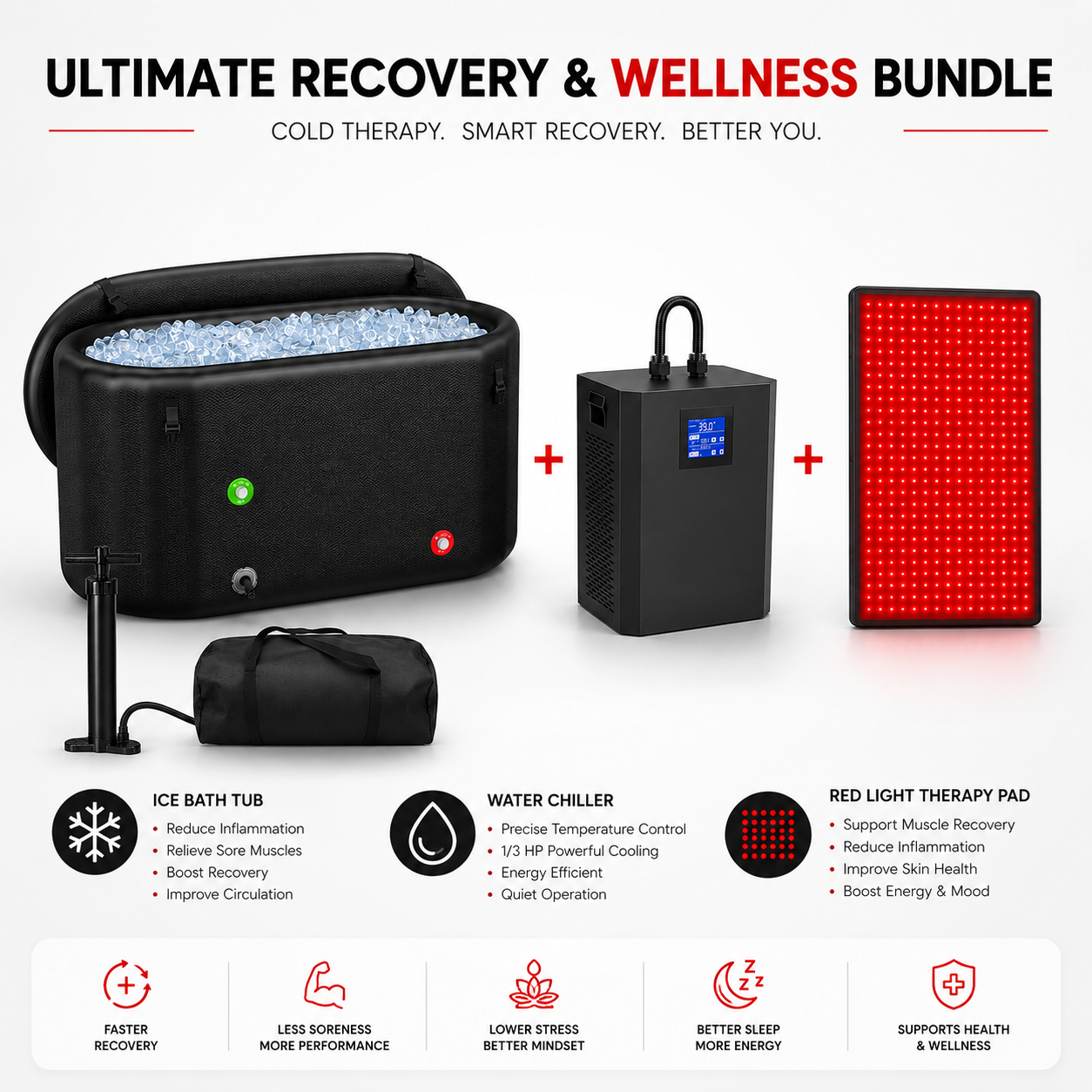 Ultimate Recovery & Wellness Bundle – Ice Bath, Water Chiller & Red Light Therapy System